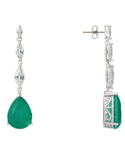 Latelita London Green Zara Teardrop Colombian Emerald Gemstone Earrings Silver