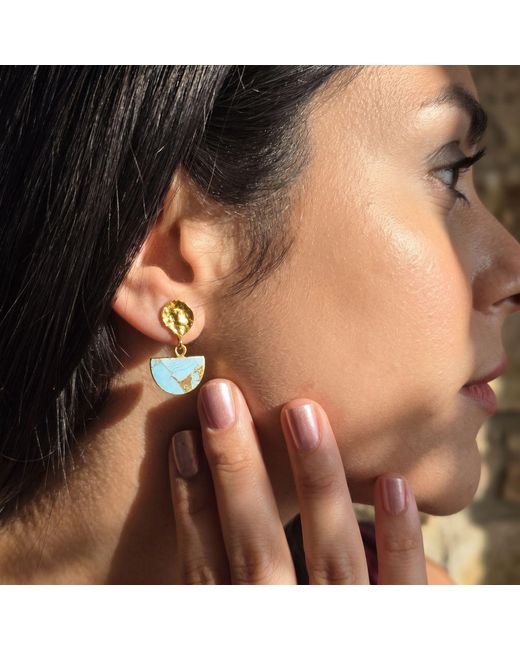 Harfi Blue Statement December Birthstone Earrings