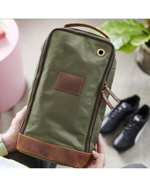 VIDA VIDA Green Nylon & Leather Trim Golf Football Boot Bag for men