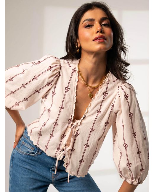 Rose & Nancy Pink Beatrix Cord Embroidered Shirt