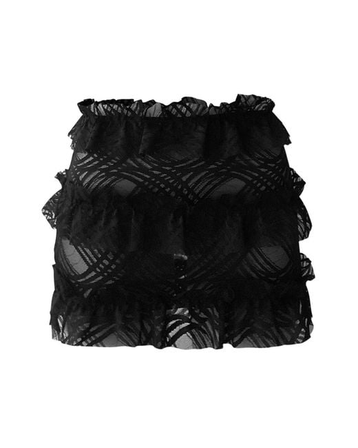 OW Collection Black Grace Ruffle Mini Skirt
