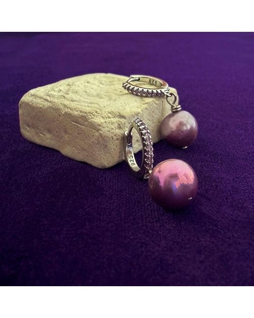 Ninemoo Metallic Velours Nocturne Pearl Hoop Earrings