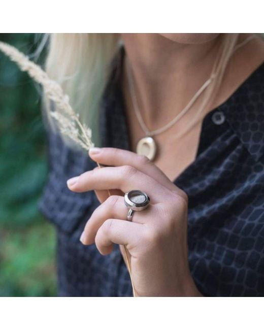 My Little Nature Blue Neutrals Designer Statement Ring With Natural Sand – Neutral Tones & Vacation Jewelry