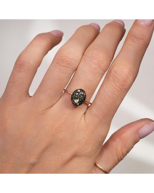 Kate Koel Black Oval Galaxy Cocktail Ring