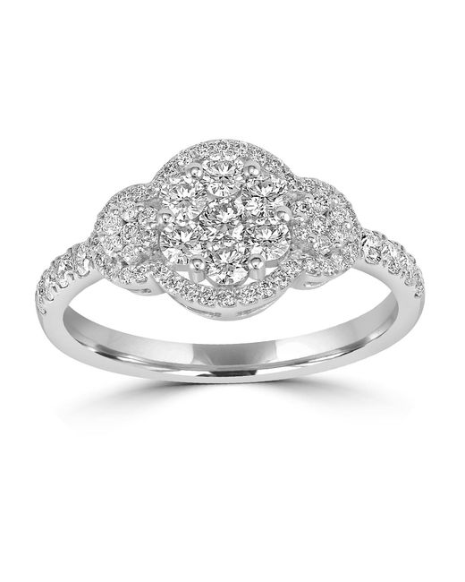 Artisan Metallic Oval Diamond Cluster Halo Ring With Pave Band