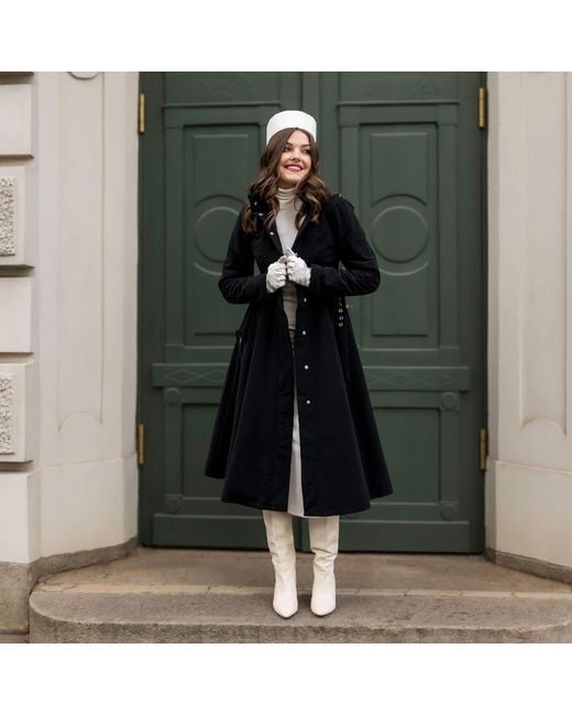 RainSisters Black Winter Coat With A Hood: Obsidian Frost