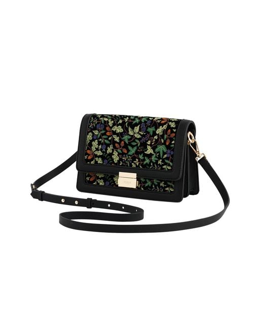 Fable England Black Embroidered Fold Over Bag