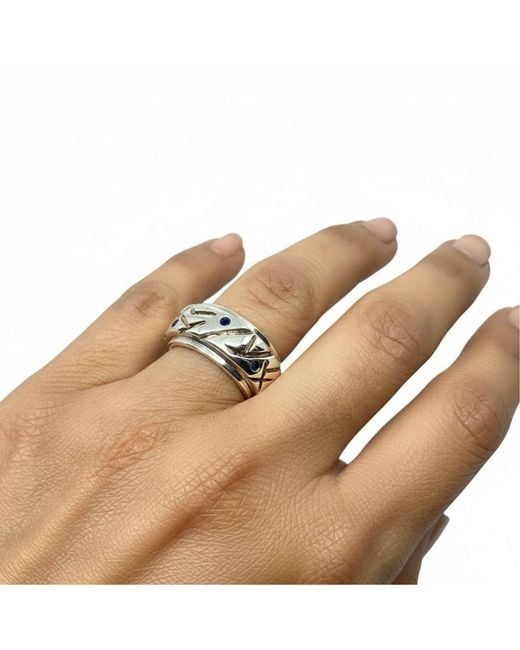 Tg-Jewellery by Tamara Gervasio Multicolor Abstract Chunky Sterling Ring With Sapphire Gemstone