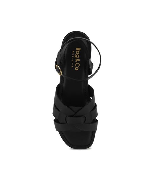 Rag & Co Black Ashton Flat Ankle Strap Sandals By Rag & Co