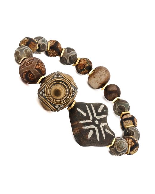Ebru Jewelry Metallic Nepal Agate Nature Beaded Bracelet