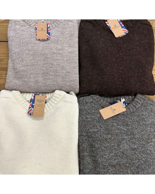 Arthur Beale Gray Oiled Wool Pelmo Jumper for men
