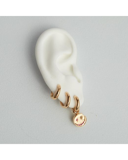 Kasun Metallic Smile Hoop Earrings – May – Emerald – Plated