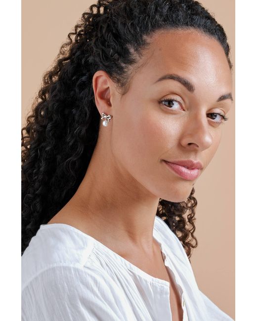 Emma Holland Jewellery Metallic Platinum Bow & Pearl Pendant
