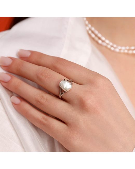 Pearl Code White Keshi Pearl Ring – Statement Ring