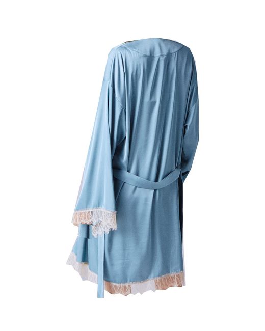 Noblesse Oblige Blue Duck Egg Long Lace Trimmed Robe