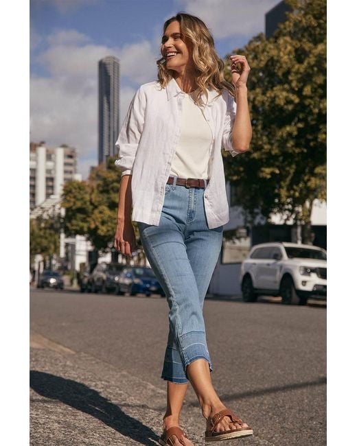 Adrift Clothing Blue Adrift Denim Cropped Straight Leg Jeans