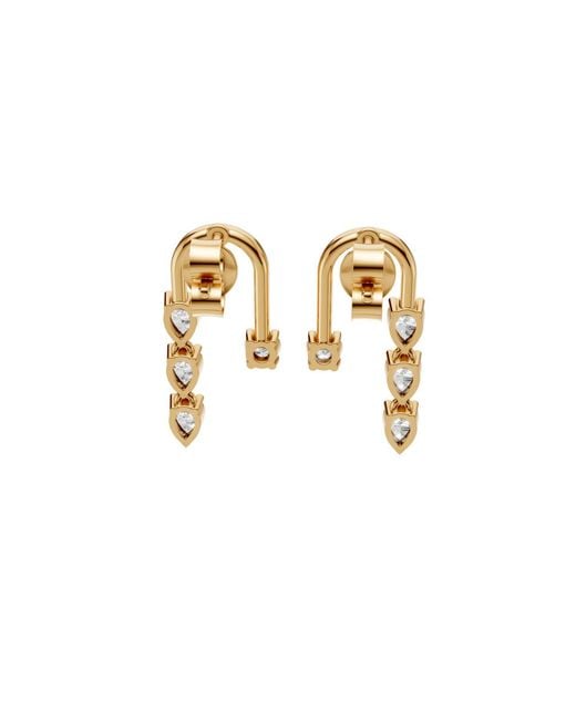 Aya Fine Jewelry Metallic Round & Pear Minimalist Open Hoop Lab Diamond Earrings