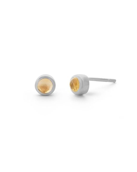 Nellou Jewellery Metallic Citrine Mini Gem Dot November Birthstone Stud Earrings Sterling