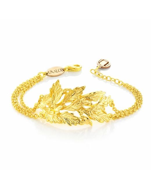 Unaloe Metallic Vermeil Leaf Bracelet Adjustable – Handmade Botanical Jewelry