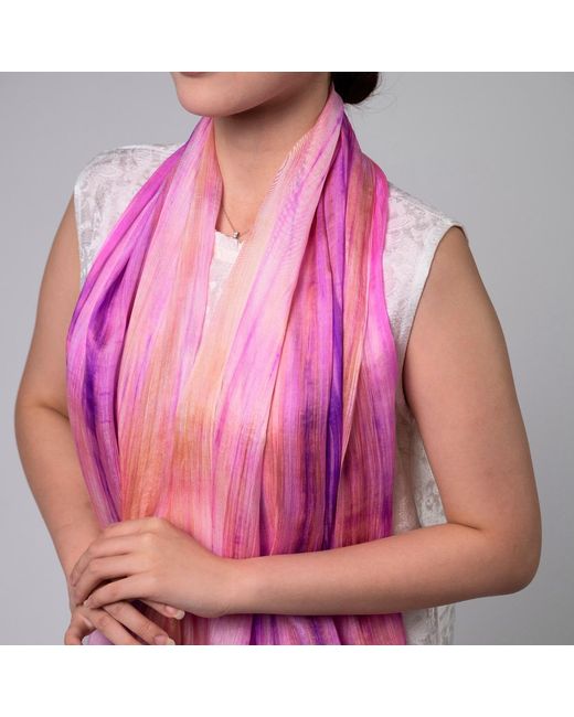 Silk and Bears Purple Rose Orchid Brushstroke Habotai Silk Scarf – Hand-Dyed Mulberry Silk
