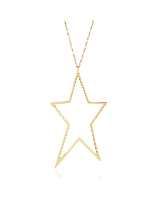 Artisan Metallic Radiant Starlight 14k Yellow Gold Natural White Diamond Star Necklace