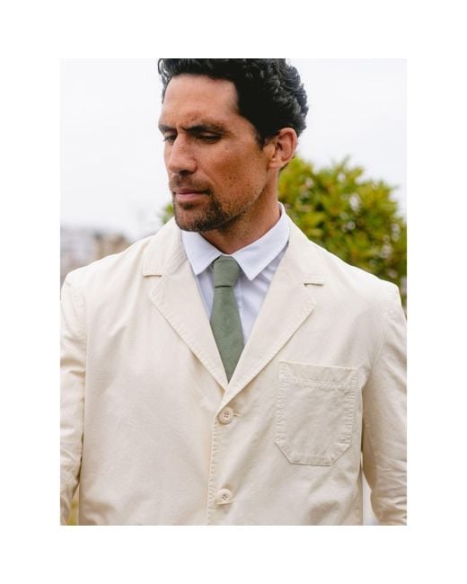 LE COLONEL Green Clay Linen Tie for men