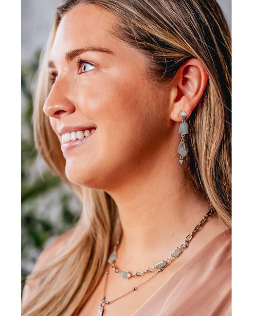 Loni Paul Jewelry Green Asymmetrical Aquamarine Earrings