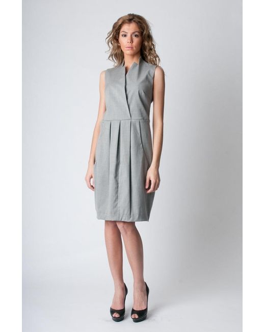 Conquista Gray Woven Sleeveless Dress