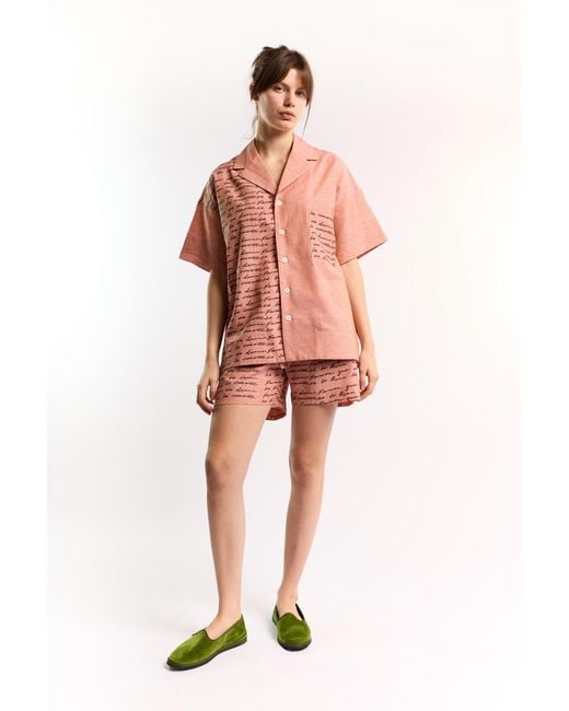Studio Afuera Red Barranco Peach Linen Shorts