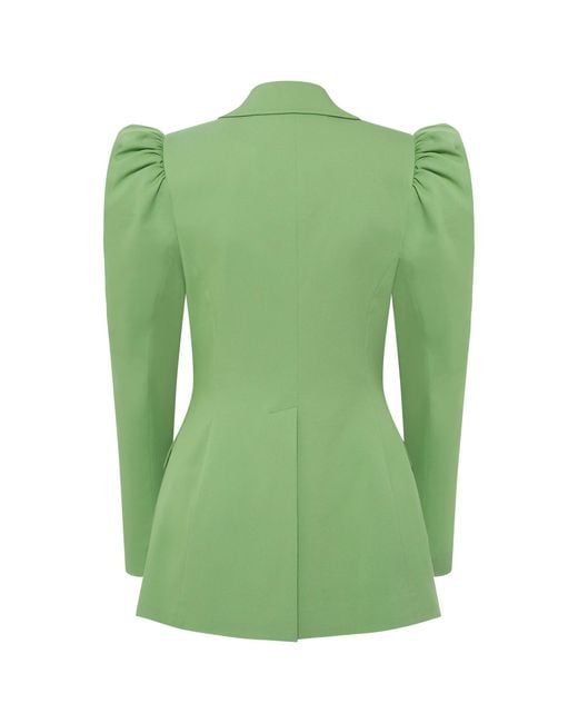 Femponiq Green Puff-Shoulder Tailored Blazer