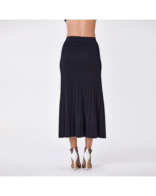 Smart and Joy Green Long Pleated Cotton Knit Skirt