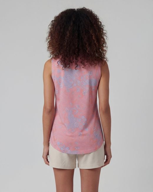 Lords of Harlech Pink Tina Paisley Explosion Coral Muscle Tank
