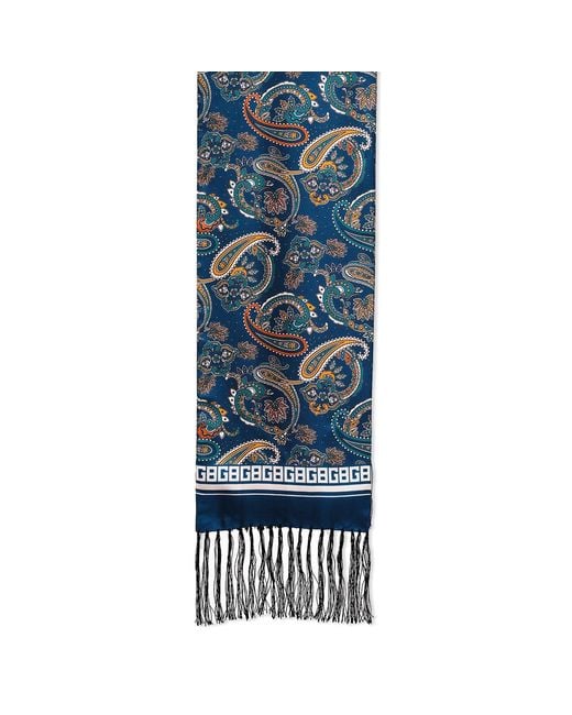 Gresham Blake Blue Paisley Silk Scarf for men