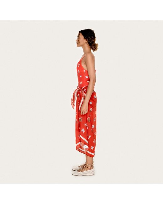 Jessie Zhao New York Red Beach Sarong Wrap Tides