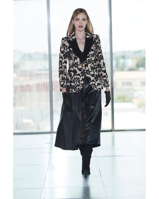 The Extreme Collection Black Neutrals Jacquard Blazer With Velvet Lapel