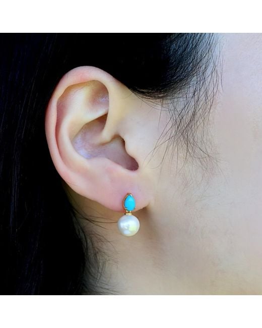 Kai Fine Jewelry Blue Solid Natural & Pearl Venus Tears Convertible Earrings