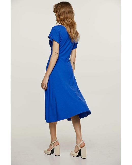 Conquista Blue Royal Knot Detail Midi Dress