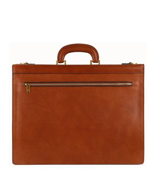 Time Resistance Brown Large Leather Briefcase for men