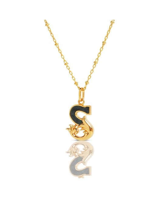 Kasun Metallic Plated S Initial Necklace With Marble
