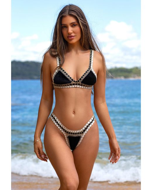 Luxsea Swimwear Black Velvet Crochet Bikini Bottom