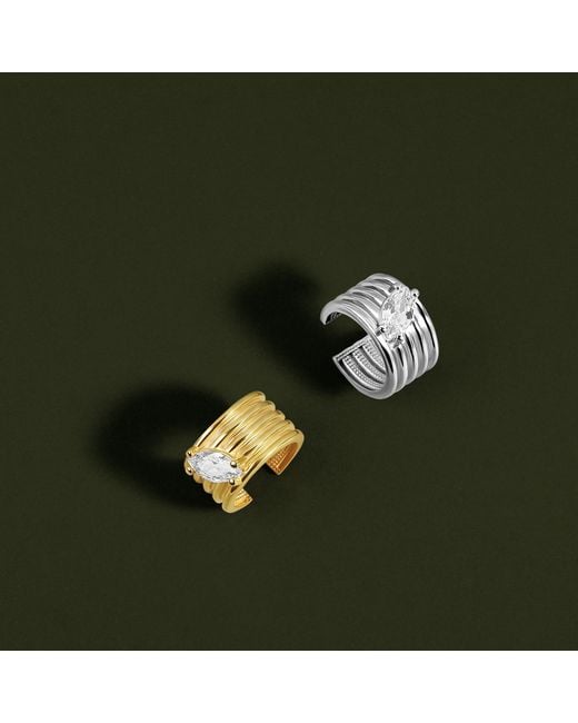 SHYMI Metallic Fluted Marquise Stone Ear Cuff
