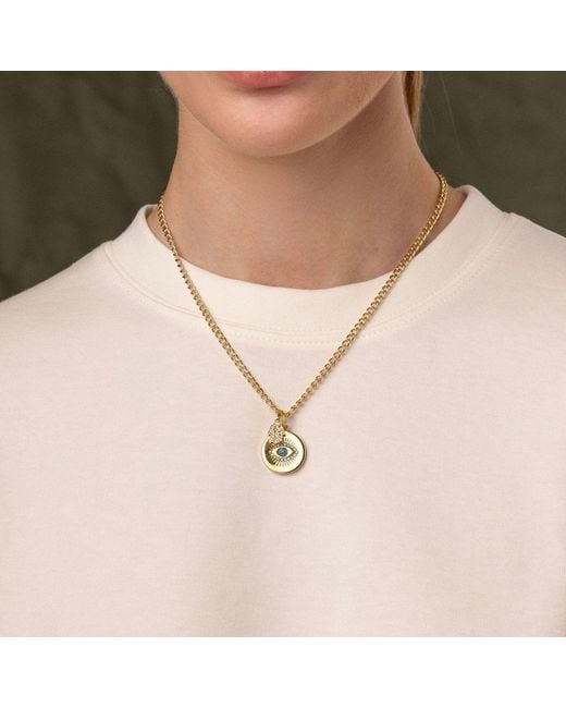 Nialaya Metallic Skyfall Evil Eye And Hamsa Hand Necklace