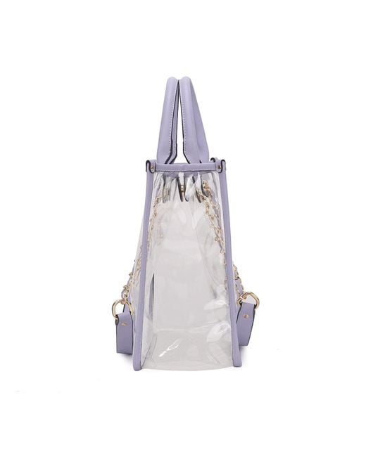 Mkf Collection - J'omor White Diva Pvc Tote Bag With Tweed Bucket Bag