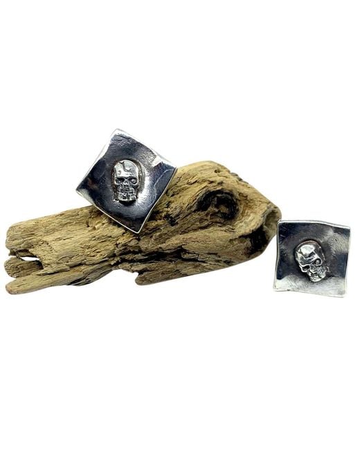 Tg-Jewellery by Tamara Gervasio Green Skull Stud Square Earrings