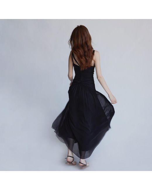 Belsize25 Black Silent Mode Series – Silk Resort Dress With Hand-Woven Rope Straps