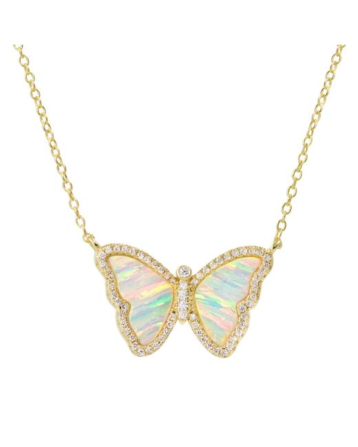 KAMARIA Metallic Opal Butterfly Necklace With Stripes