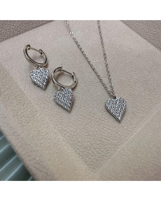 Clemence Wren Metallic Sparkly Heart Charm Hoop Earrings