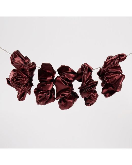 Soft Strokes Silk Red Pure Mulberry Silk French Scrunchie Set Of Five