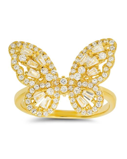 Kylie Harper Metallic Baguette Diamond Cz Butterfly Ring