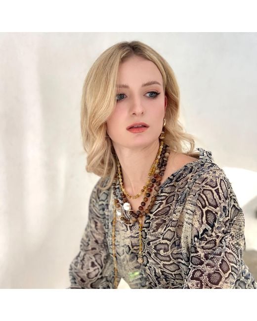 Farra Metallic Agate With Baroque Pearls Double Layers Necklace